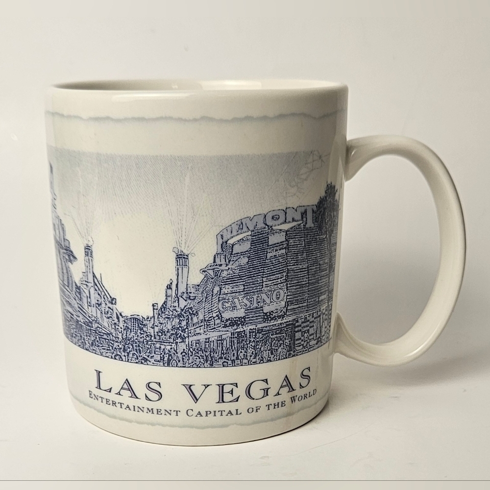 Starbucks Las Vegas City Mug 2000 Blue Sketch 18oz Collector Cup